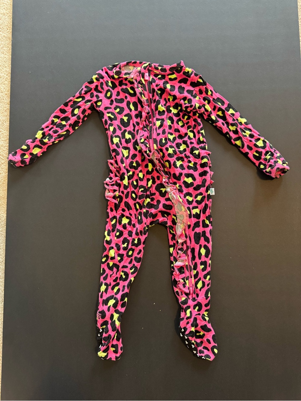 Posh Peanut Hot Pink & Neon Leopard Bamboo Footed One-Piece